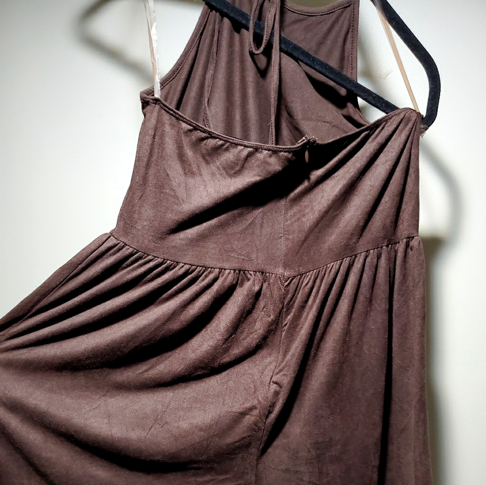 Brown Suede Short Romper - Medium
